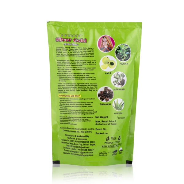 Silver Gold Herbal Henna Enriched with Aloe Vera & Hibiscus 120gm - Image 3